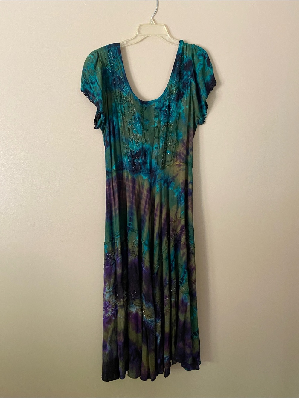 Sakkas Teal, Turquoise & Purple Tie-Dye Maxi Dress